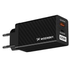 WOZINSKY 65W GaN rychlonabíječka s porty USB a USB-C podporující QC 3.0 PD Black