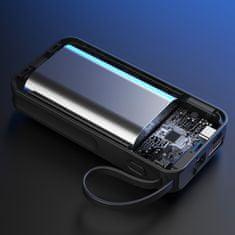 DUDAO K15sW powerbanka 10000mAh USB / USB-C 22.5W se zabudovaným kabelem Lightning / USB-C White