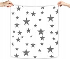 BabyBoom Pleny tetra deluxe vzorované šedé hvězdičky malé a velké na bílém pozadí