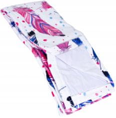 BabyBoom Plenko ručník flanelový 60x50cm peří modré a růžové na bílém pozadí