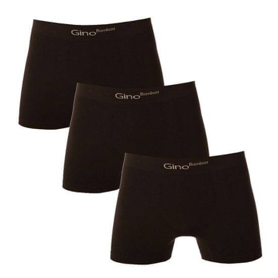 Gino 3PACK pánské boxerky bezešvé bambusové černé (54004)