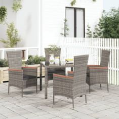 Greatstore Zahradní židle s poduškami 4 ks polyratan šedé
