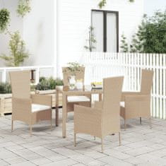 Greatstore Zahradní židle s poduškami 4 ks polyratan béžové