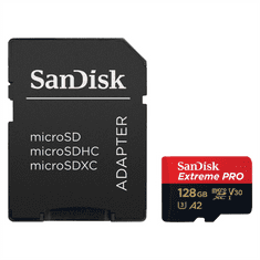 SanDisk Extreme PRO microSDXC 128GB + SD Adapter 200MB/s and 90MB/s A2 C10 V30 UHS-I U3