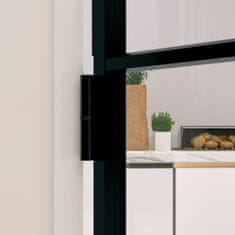 Greatstore Interiérové dveře černé 102x201,5 cm tvrzené sklo a hliník úzké