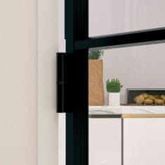 Greatstore Interiérové dveře černé 93x201,5 cm tvrzené sklo a hliník úzké