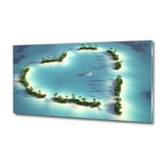 Wallmuralia Foto obraz skleněný horizontální Ostrovy tvar srdce 125x50 cm 4 úchytky