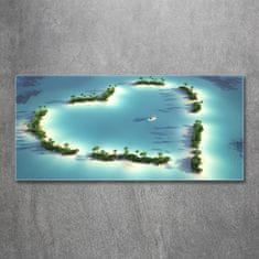Wallmuralia Foto obraz skleněný horizontální Ostrovy tvar srdce 125x50 cm 4 úchytky
