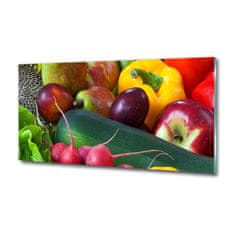 Wallmuralia Foto obraz skleněný horizontální Ovoce a zelenina 125x50 cm 2 úchytky