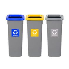 Plafor Odpadkové koše na tříděný odpad Fit Bin gray 3 x 53 l, plast, papír, směsný odpad