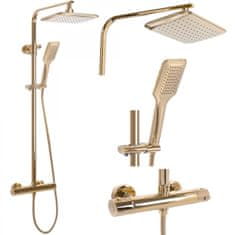 REA Sprchový set s termostatem Tom - dešťová a ruční sprcha zlatá