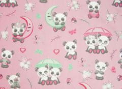 BabyBoom Bavlněná flanelová plena sladké pandy na růžovém pozadí