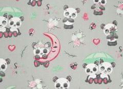 BabyBoom Bavlněná flanelová plena sladká panda na šedém pozadí