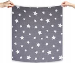 BabyBoom Bavlněná tetra plena 60x80 cm Bílé hvězdičky - malé a velké na šedém pozadí