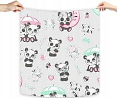 BabyBoom Plenko ručník flanelový 60x50cm sladká panda na šedém pozadí