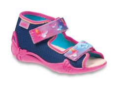 Befado dívčí sandálky PAPI 242P064 tmavě modré, motýlci, kožená stélka velikost 25