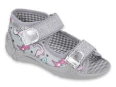 Befado dívčí sandálky PAPI 242P105 stříbrné, dino velikost 18