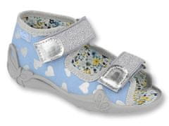 Befado dívčí sandálky PAPI 242P101 modro-šedé, srdíčka velikost 26