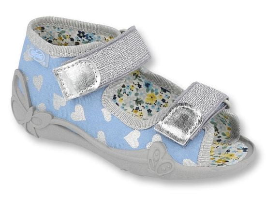 Befado dívčí sandálky PAPI 242P101 modro-šedé, srdíčka