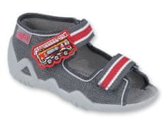 Befado chlapecké sandálky SNAKE 250P089 šedé, červení hasiči velikost 19