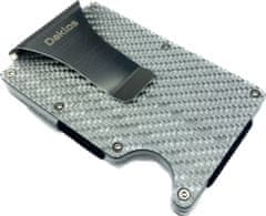 Daklos Karbonová mini peněženka CARBET RFID carbon s klipem - stříbrná