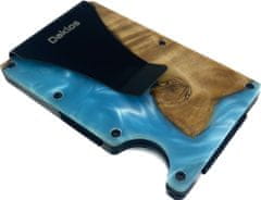 Daklos DAKLOS Woodlos bezpečnostní RFID dřevěná mini peněženka s klipem - světle modrá - 101373