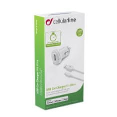 CellularLine Autonabíječka CELLULARLINE Ultra v setu s datovým kabelem s konektorem Lightning, 1xUSB, 2A, bílá