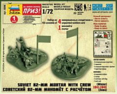 Zvezda figurky sovětský minomet 82 mm s obsluhou, zimní uniformy, Wargames (WWII) 6208, 1/72
