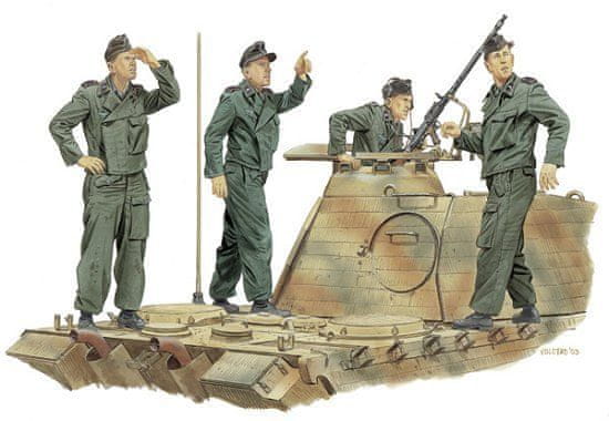 Dragon figurky německé osádky tanku "ACHTUNG-JABO!", Francie 1944, Model Kit 6191, 1/35