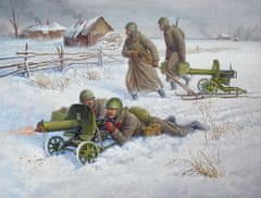Zvezda figurky sovětský kulomet Maxim s obsluhou, zimní uniformy, Wargames (WWII) 6220, 1/72