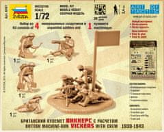 Zvezda figurky kulomet Vickers s obsluhou, 1939-42, Wargames (WWII) 6167, 1/72