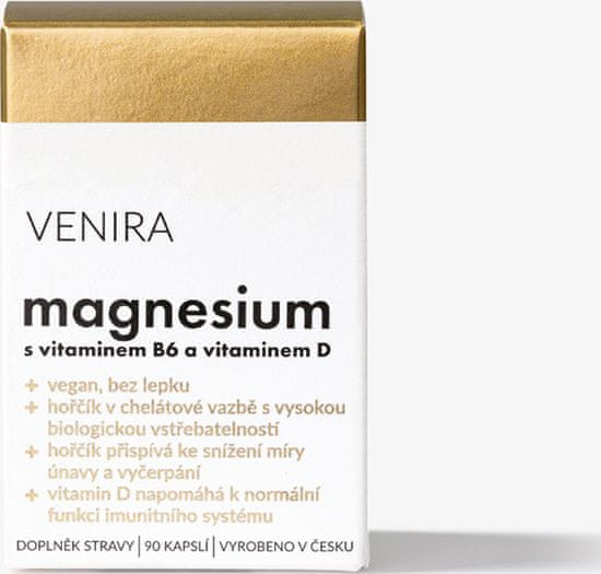 Venira VENIRA magnesium s vitaminem B6 a vitaminem D, 90 kapslí