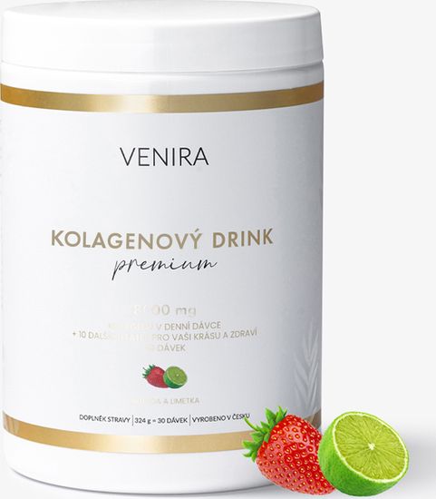 Venira PREMIUM kolagenový drink 30 dávek, jahoda-limetka, 324g