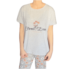 RINDA Dámské pyžamo fornell šedé 3/4 kalhoty květiny XL
