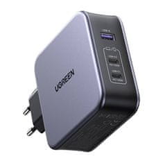 Ugreen CD289 GaN síťová nabíječka 2x USB-C / USB 140W + kabel USB-C, stříbrná