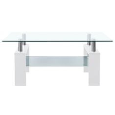 Greatstore Konferenční stolek bílý a průhledný 95x55x40 cm tvrzené sklo