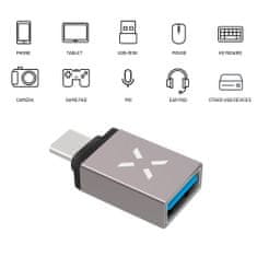 FIXED Redukce z hliníku FIXED Link USB-A na USB-C, šedá