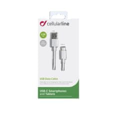 CellularLine USB datový kabel Cellularline s USB-C konektorem a podporou Power Delivery (PD), 60W max, 120 cm, bílý