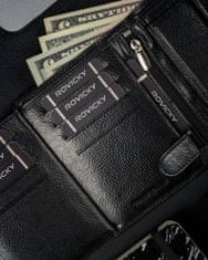 RONALDO Velká černá kožená pánská RFID peněženka