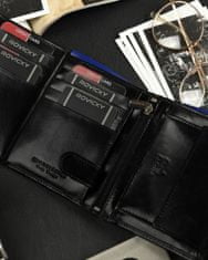 RONALDO Skládací, vertikální pánská peněženka z lesklé přírodní kůže