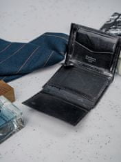Pierre Cardin Minimalistická pánská peněženka z černé přírodní kůže