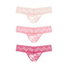 PantyRebel Underneath Rose Thongs Set 3ks (Pink), komplet tanga s květinovým vzorem L/XL