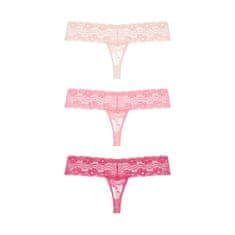 PantyRebel Underneath Rose Thongs Set 3ks (Pink), komplet tanga s květinovým vzorem L/XL
