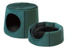 Doggy Bouda a pelíšek 2v1 + POLŠTÁŘ, domeček pro psa TURTLE, kočku, Útulný přístřešek, měkká sedačka pro psa, pěkná bouda pro kočku, Zelená barva, XL