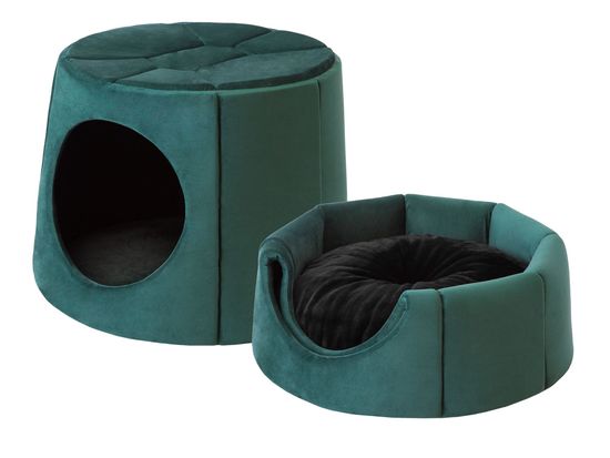 Doggy Bouda a pelíšek 2v1 + POLŠTÁŘ, domeček pro psa TURTLE, kočku, Útulný přístřešek, měkká sedačka pro psa, pěkná bouda pro kočku, 2 velikosti, Zelená barva
