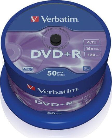 Verbatim DVD+R 4,7GB/ 16x/ 50pack/ spindle