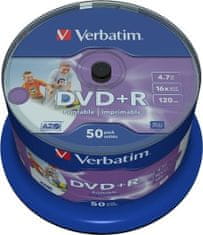Verbatim DVD+R 4,7GB/ 16x/ printable Non ID/ 50pack/ spindle