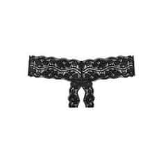 PantyRebel Underneath Kyra Crotchless Thong (Black), krajková tanga s otevřeným rozkrokem L/XL