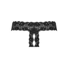 PantyRebel Underneath Kyra Crotchless Thong (Black), krajková tanga s otevřeným rozkrokem L/XL