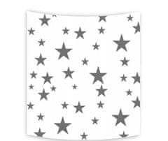 BabyBoom Pleny tetra deluxe vzorované šedé hvězdičky malé a velké na bílém pozadí